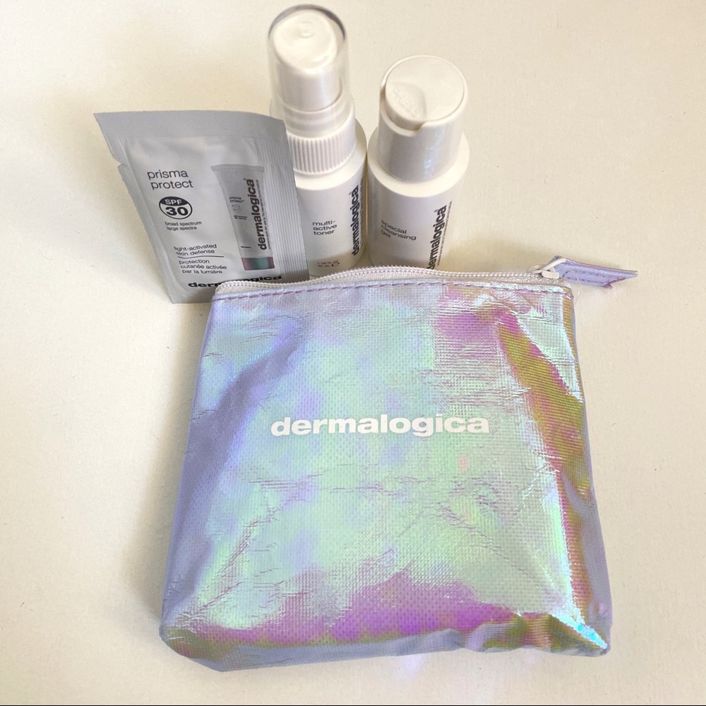 Dermalogica iridescent bag travel face wash toner